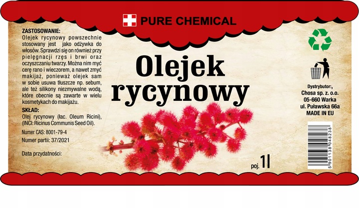 OLEJ RYCYNOWY NIERAFINOWANY TŁOCZONY NA ZIMNO NATURALNY + DOZOWNIK 1L