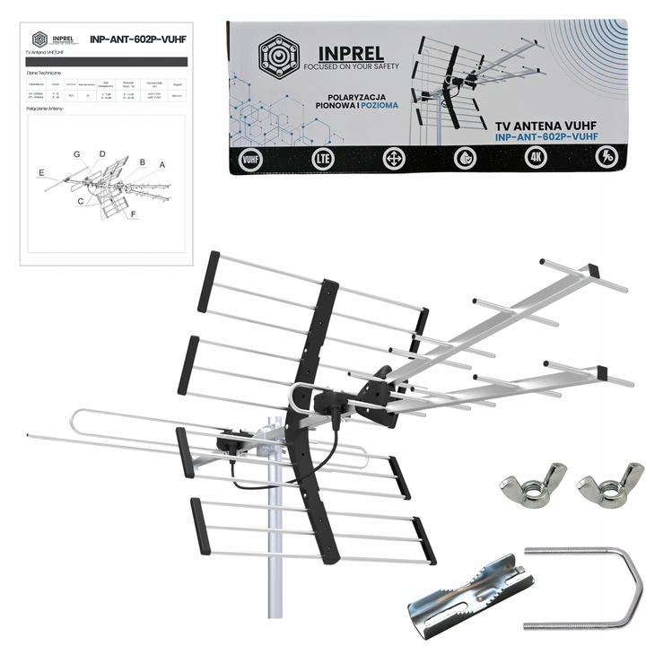 ANTENA Kierunkowa DVB-T2 Filtr LTE 4K 120km VHF UHF WSZYSTKIE MUX 8