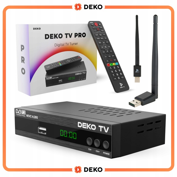 Tuner Dekoder DVBT2 DekoTV PRO Do TV Naziemnej DVBT 2 DVB T2 + Antena