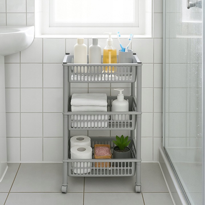 REGAŁ ŁAZIENKOWY STOJAK 3 PÓŁKI SZAFKA PÓŁKA ŁAZIENKOWA KUCHENNA NA KÓŁKACH