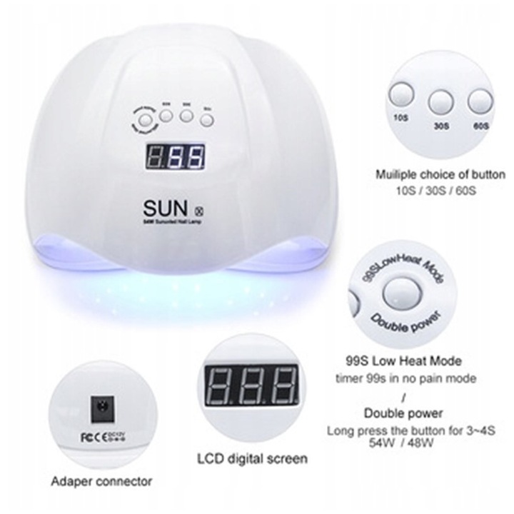 Lampa SunNail X 54W SUPER MOCNA I SZYBKA