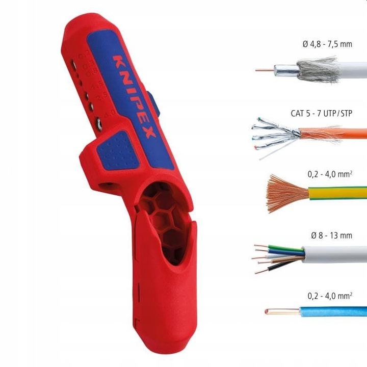 Knipex 16 95 01 SB ŚCIĄGACZ IZOLACJI KABLI PRZEWODÓW ERGOSTRIP