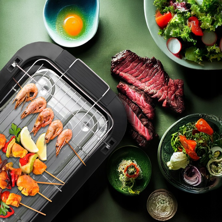 GRILL ELEKTRYCZNY 2000W STOŁOWY DOMOWY OGRODOWY STOJĄCY DUŻY Z RUSZTEM