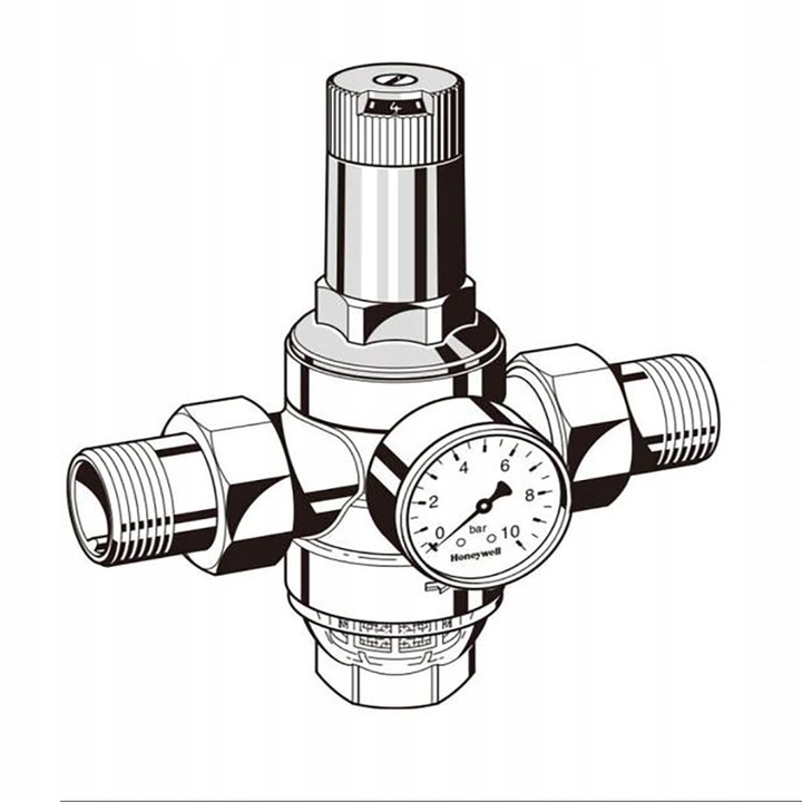 REDUKTOR CIŚNIENIA WODY MOSIĘŻNY 1" DN25 Z FILTREM I MANOMETREM 3/4
