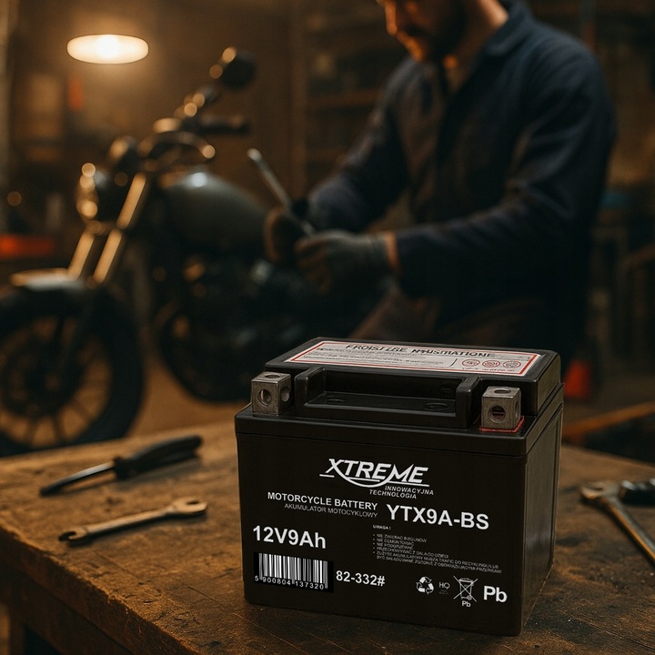 AKUMULATOR MOTOCYKLOWY XTREME 12V 9Ah WYMIAR 8Ah BEZOBSŁUGOWY SKUTER MOTOR