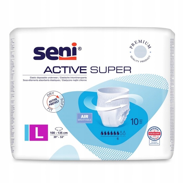 SENI ACTIVE SUPER L MAJTKI CHŁONNE WCIĄGANE DLA DOROSŁYCH 10szt