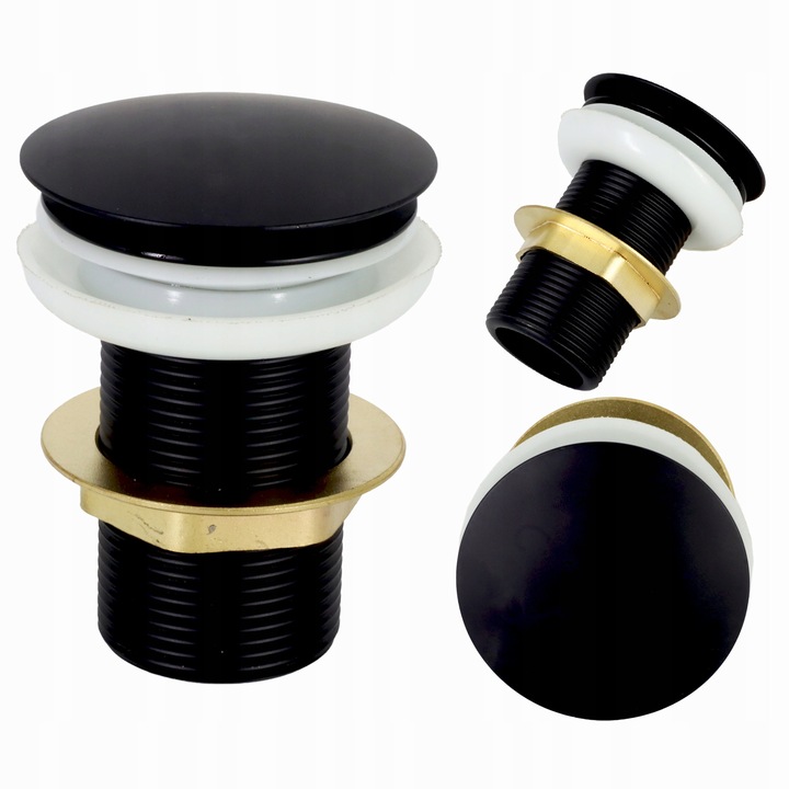 KOREK KLIK KLAK CZARNY UMYWALKOWY DO UMYWYLAKI BEZ PRZELEWU MOSIĘŻNY TRWAŁY