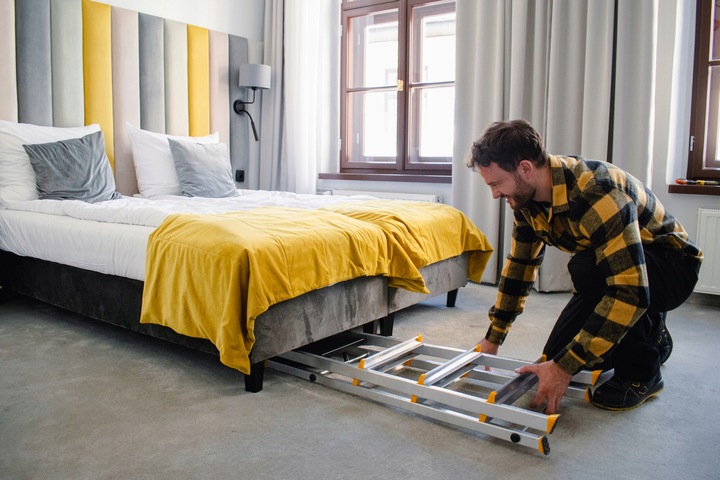 Drabina aluminiowa domowa PÓŁKA 5 stopniowa SZEROKIE stopnie DRABEST