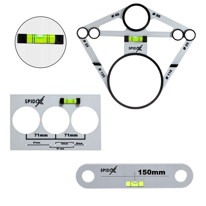 Zestaw szablonów z poziomicami do Geberit/Puszki/Krzywki LIBELLA