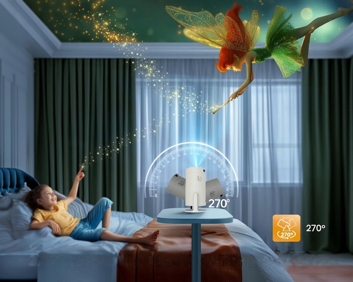 PROJEKTOR ANDROID 4K MINI PRZENOŚNY RZUTNIK WIFI SMART TV OBROTOWY LED FHD