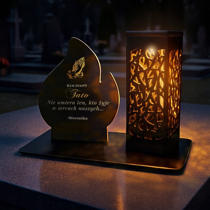 Znicz Solarny na Grób Mamy Taty Dekoracja z Dedykacją Wszystkich Świętych