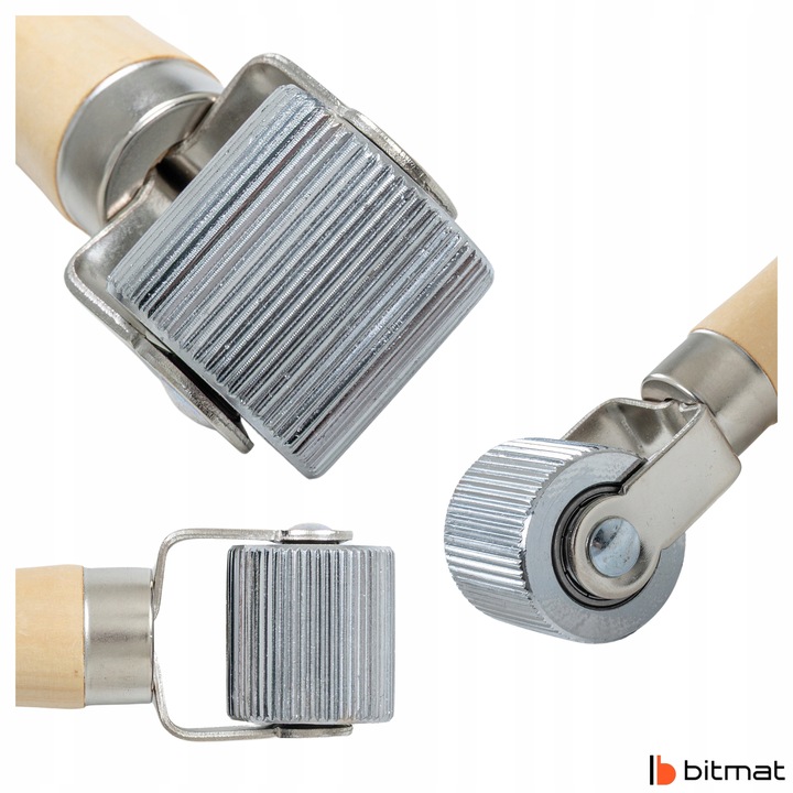 Rolka dociskowa fazowana do mat butylowych wałek z drewnianą rączką