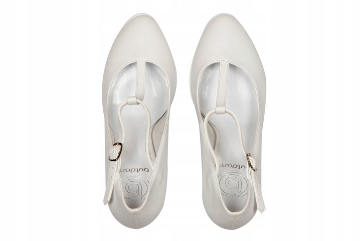 Biale buty ślubne na platformie z paskami 36