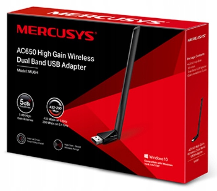 Karta sieciowa Mercusys Adapter WIFI AC650 +ANTENA