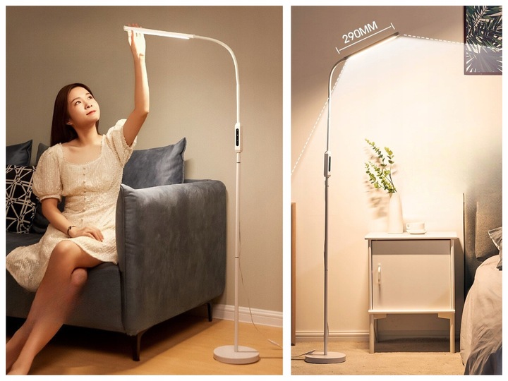 LAMPA LED STOJĄCA PODŁOGOWA BIAŁA LAMPKA BIURKOWA NOCNA USB PILOT