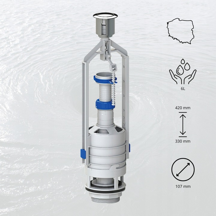 Zawór Spustowy Do Spłuczki + Zestaw Naprawczy Uniwersalny Do Cersanit Roca