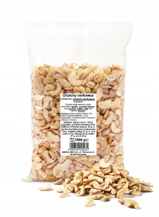 NERKOWCE ORZECHY NERKOWCA pożywna zdrowa przekąska 1000g 1KG BAKALLAND