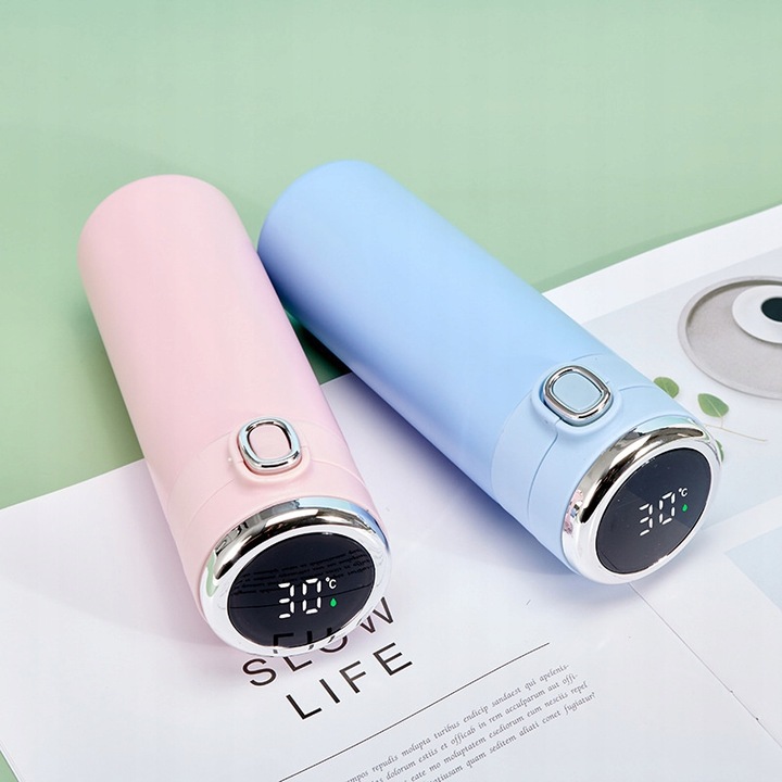 KUBEK TERMICZNY DUŻY TERMOS Z USTNIKIEM 420ML LCD SMART