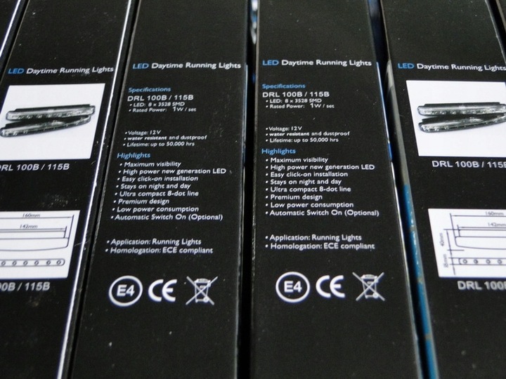 ŚWIATŁA DO JAZDY DZIENNEJ LED LAMPY DZIENNE AUTOMAT E4 RL00 RETRIFY DRL
