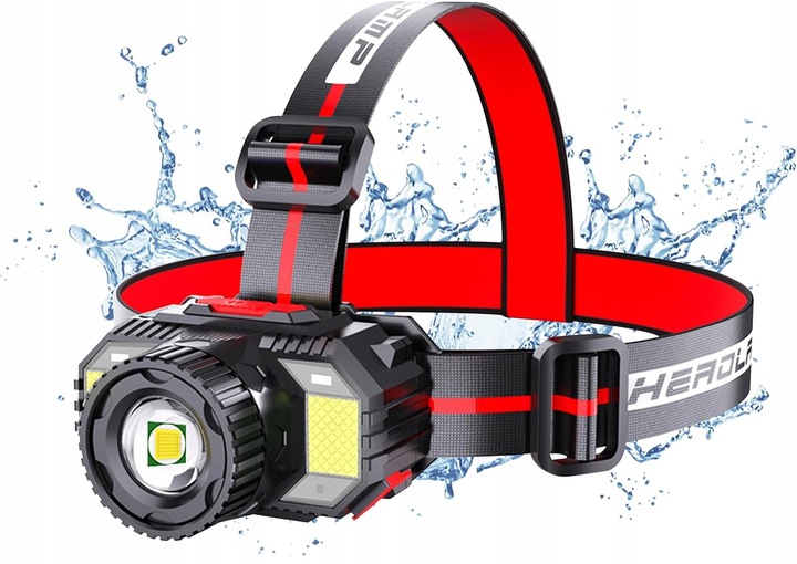 MOCNA LATARKA CZOŁOWA 1000lm 10W CZOŁÓWKA 6 TRYBÓW AKUMULATOR 500m ZOOM MOC