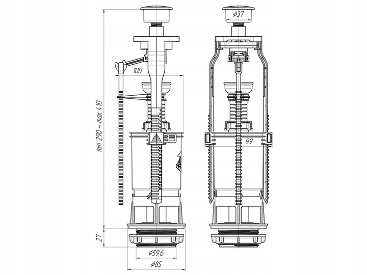 ZAWÓR SPUSTOWY DO SPŁUCZKI WC KOMPAKTU