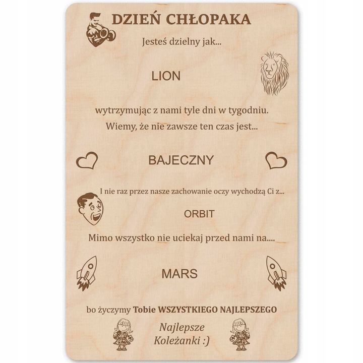 PREZENT na DZIEŃ CHŁOPAKA od koleżanek z pracy szkoły TABLICZKA na słodycze
