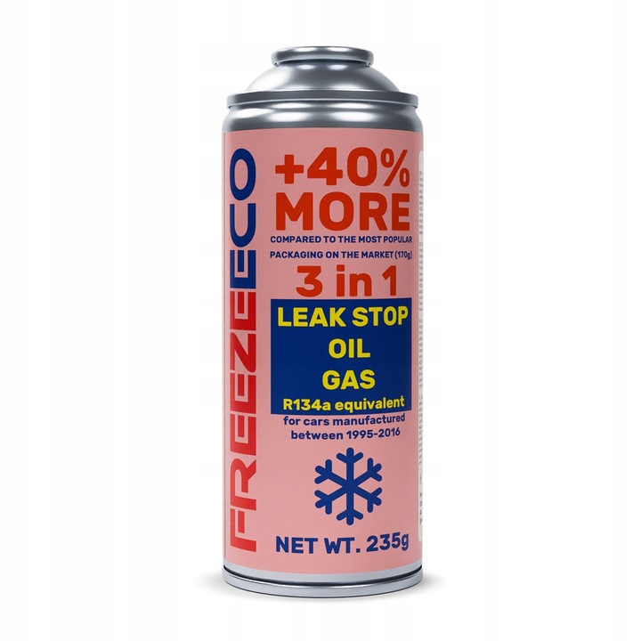 R134A GAZ 3w1 + WĄŻ do nabijania Klimatyzacji Czynnik Olej Uszczelniacz