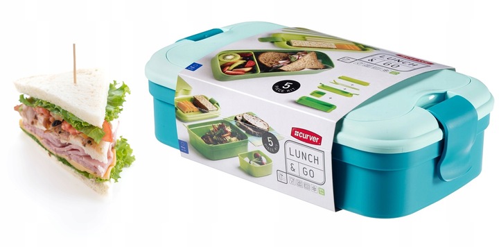 Lunchbox CURVER ze Sztućcami Pojemnik Obiadowy 1300ml LUNCH & GO