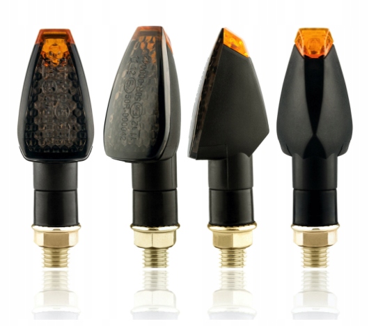 Kierunkowskazy motocyklowe czarne dymione 14 diod LED 2 sztuki