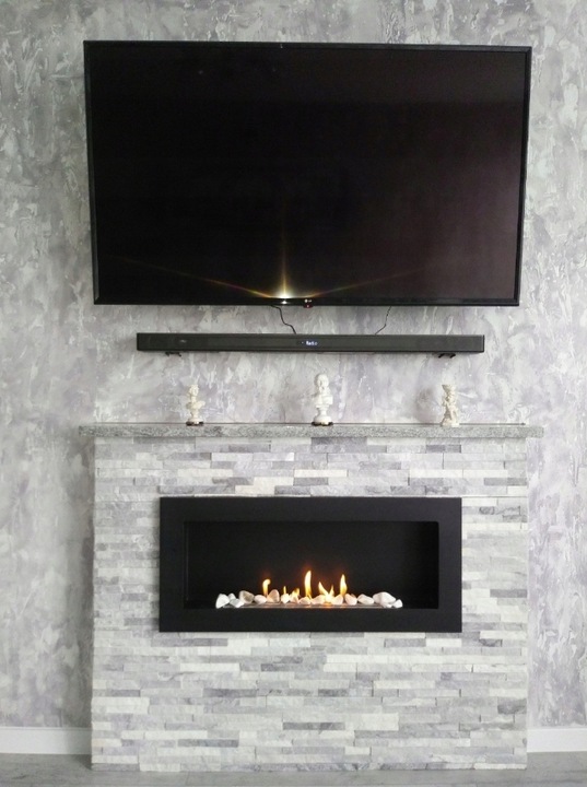 Biokominek WISZĄCY 90cm NAŚCIENNY czarny do ZABUDOWY