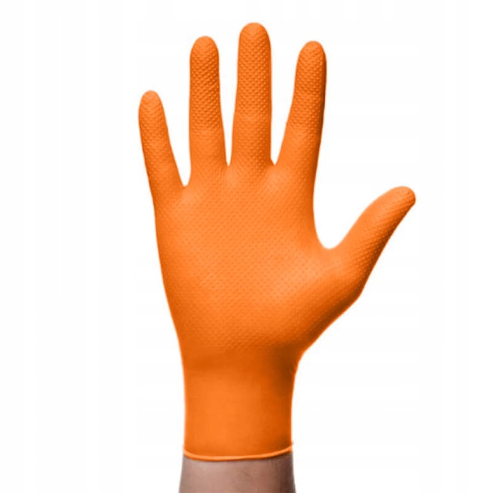 Rękawice Nitrylowe Mercator GOGRIP ORANGE Pomarańczowe MOCNE 50 sztuk L