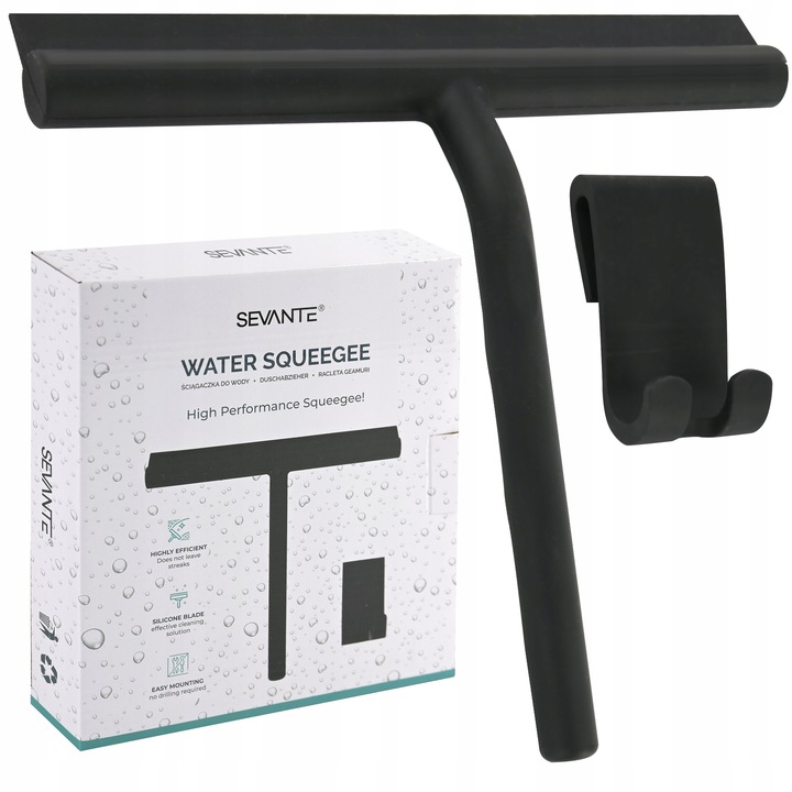 ŚCIĄGACZKA DO WODY PARY SZYB KABIN LUSTER HACZYK CZARNA NA PREZENT SEVANTE