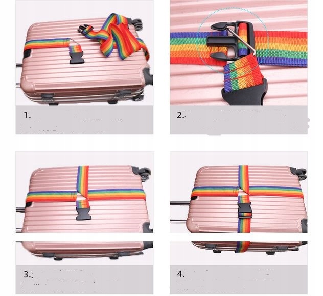 PAS PODWÓJNY SPINAJĄCY DO WALIZKI zabezpieczający 5cm 4m na BAGAŻU 1szt kol