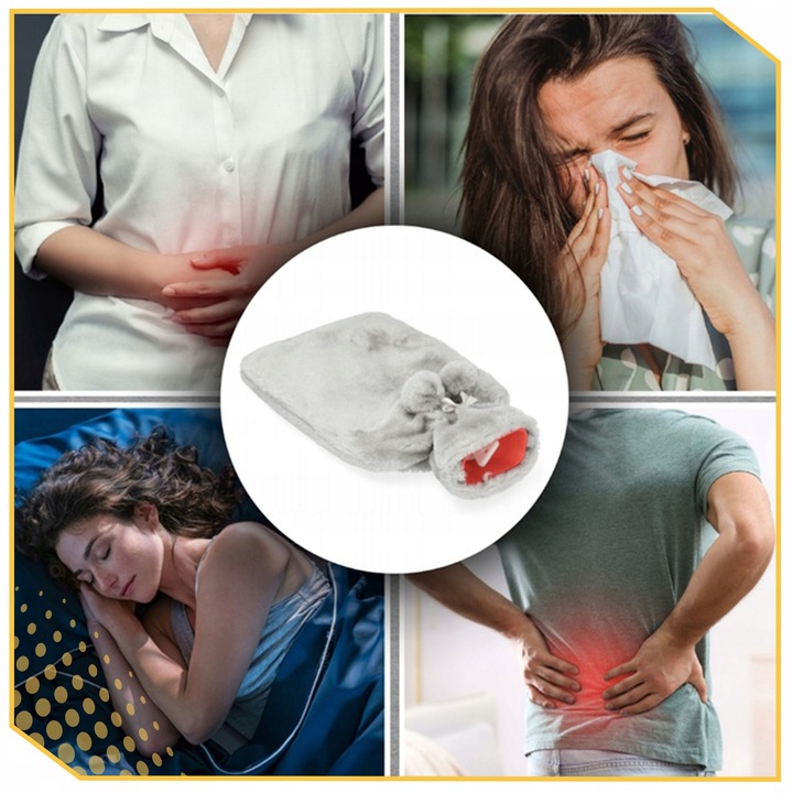 Duży termofor gumowy w pokrowcu ogrzewacz pluszowy w sweterku na wodę XXL