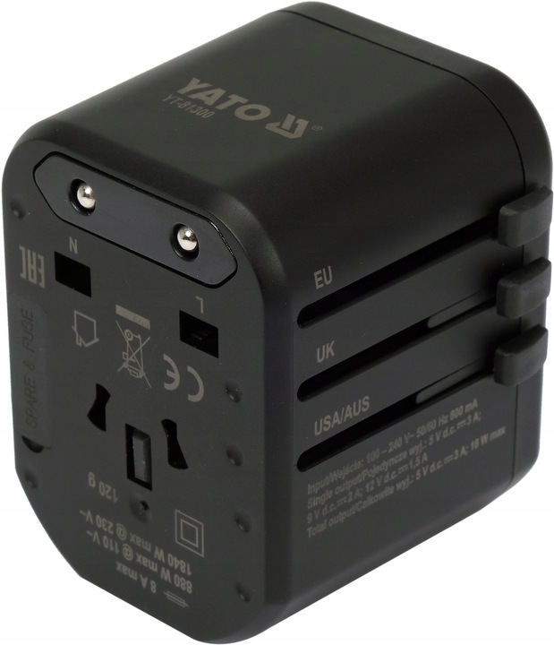 Adapter podróżny USA UK EU z szybką ładowarką YATO YT-81300 USB USB-C