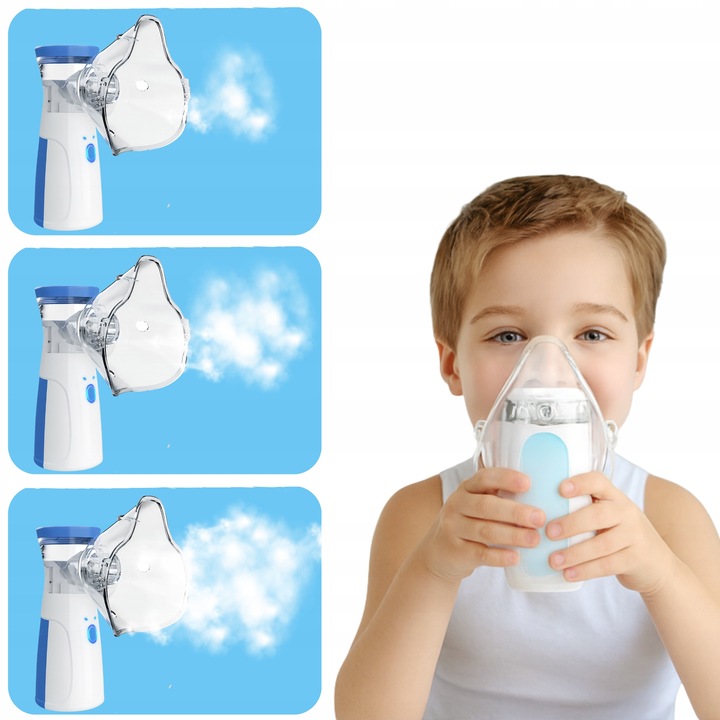 INHALATOR NEBULIZATOR ULTRADŹWIĘKOWY PRZENOŚNY DLA DZIECI DOROSŁYCH AA USB