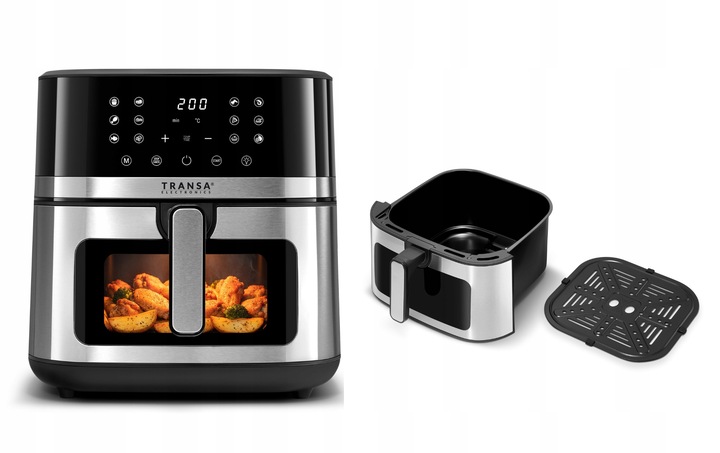 FRYTKOWNICA BEZTŁUSZCZOWA INOX 8L 2200W PODŚWIETLENIE LED 12 PROGRAMÓW