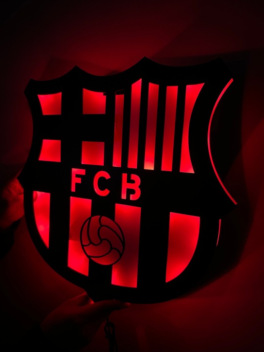 FC Barcelona Herb Lampka LED Piłka Nożna Prezent Lampka Nocna + GRATIS