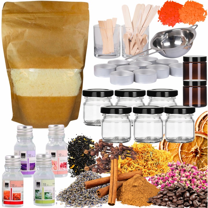 ZESTAW DO ROBIENIA ŚWIEC WYROBU ŚWIECZEK WOSK SOJOWY NA PREZENT DUŻY