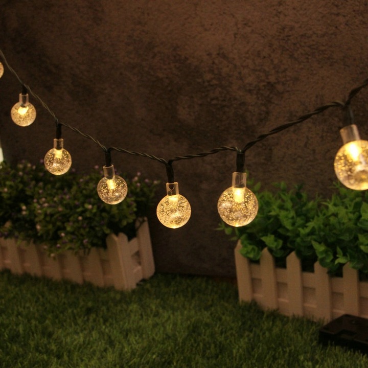 LAMPKI OGRODOWE SOLARNE GIRLANDA 50LED, 9m CIEPŁE