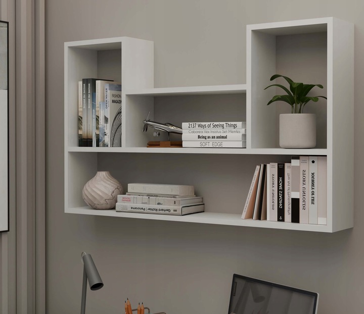 REGAŁ WISZĄCY BILBAO 4P BIEL BIAŁY - PÓŁKI ŚCIENNE, NOWOCZESNY DESIGN