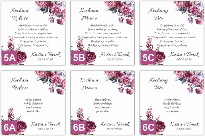 Podziękowania dla Rodziców Dziadków Chrzestnych ślub wesele ZŁOTE NAPISY 3D