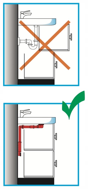 Ukryty syfon umywalkowy Lira oszczędzający miejsce fi32- 40 czarny