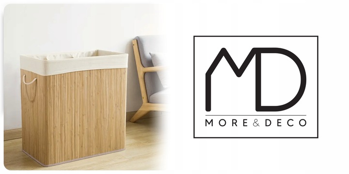 Kosz na pranie składany bambusowy pojemnik brudną bieliznę duży 3