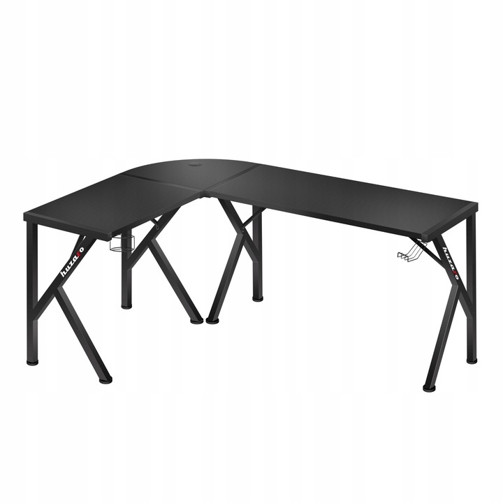 Biurko narożne gamingowe HUZARO czarne komputerowe młodzieżowe do