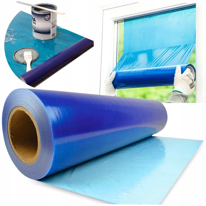 MOCNA FOLIA MALARSKA OCHRONNA SAMOPRZYLEPNA GRUBA NIEBIESKA ROLKA 75m