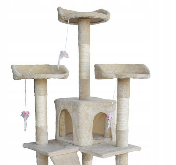 Wysoki Drapak dla Kota Drzewko 170cm Domek Beż