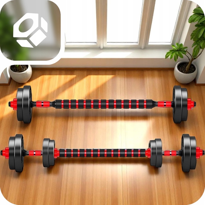 ZESTAW HANTLI BITUMICZNYCH REGULOWANYCH MEGA 2x15 kg trening siłowy