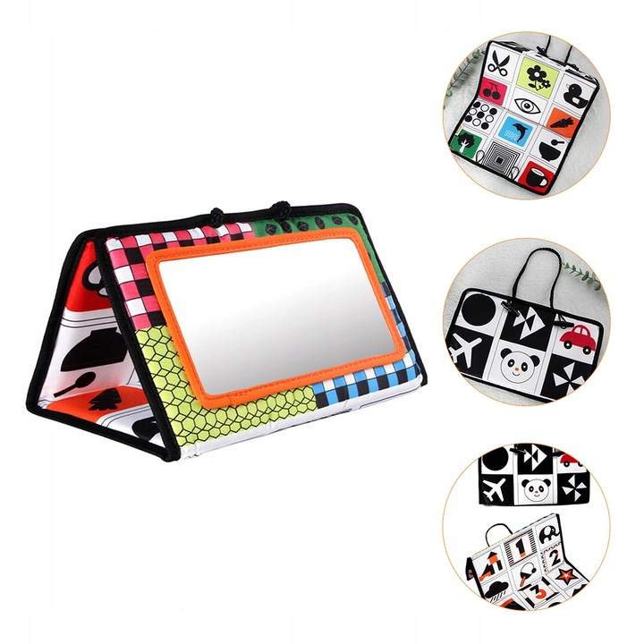 Książeczka Kontrastowa Zabawka Sensoryczna z Lusterkiem dla Niemowląt Wzory