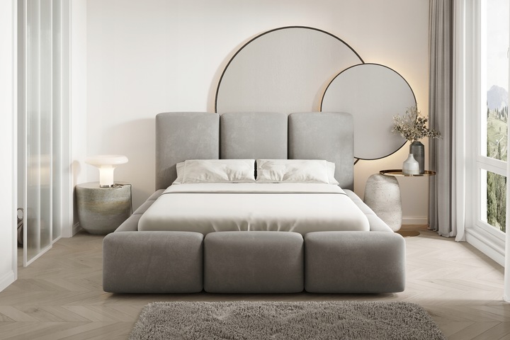 Łóżko Tapicerowane Bubble 180x200 z Pojemnikiem Stelaż Podnoszony